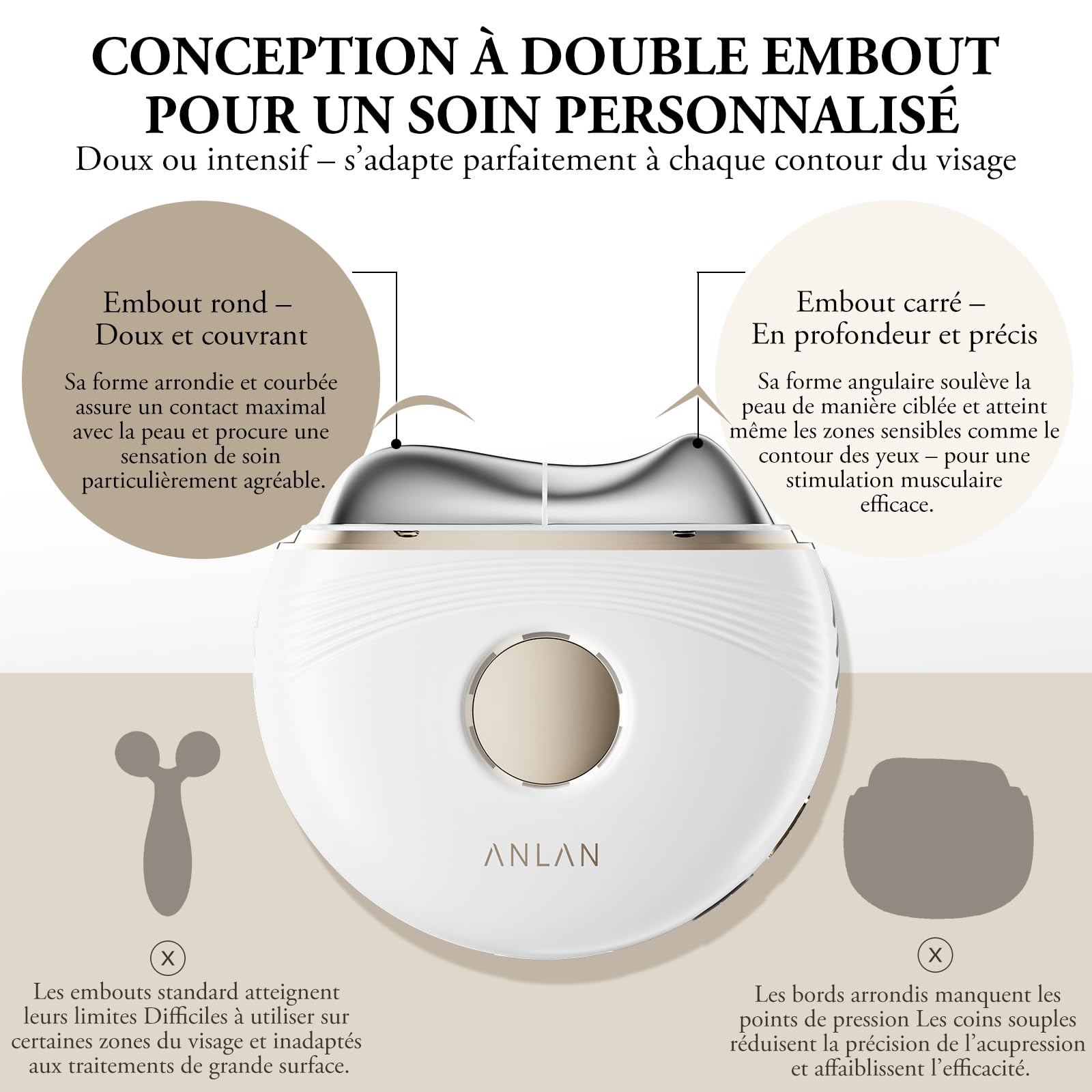 ANLAN Gua Sha Visage Électrique Appareil Massage, Appareil Anti Rides Visage, Chaud et Froid Modes, 3 Colore Appareil de Beauté, Massage Visage Pour Lifting Visage et Cou Double Menton Appareil