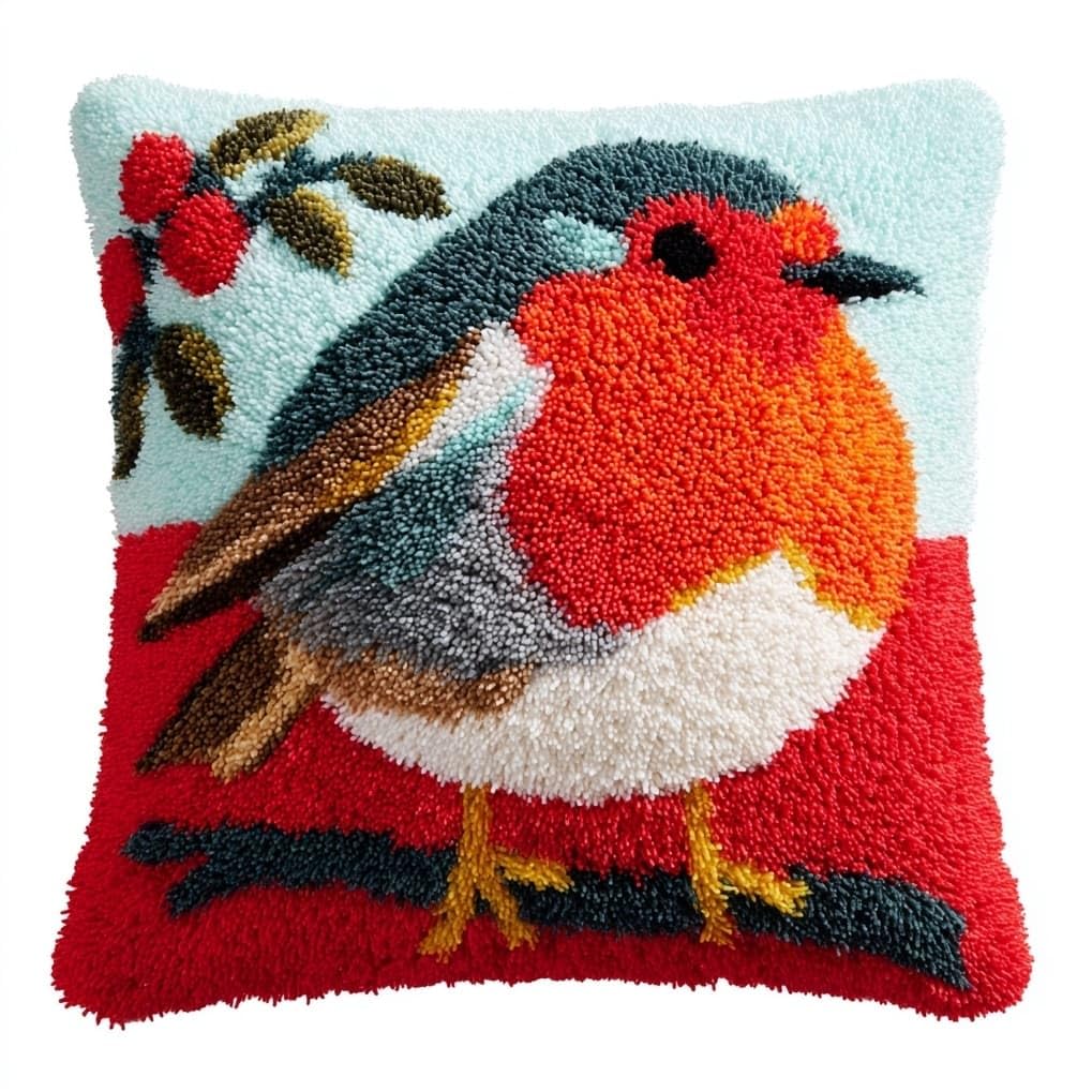 AxiangziK Latch Hook Kit for Adults 43x43cm,Lovely Robin