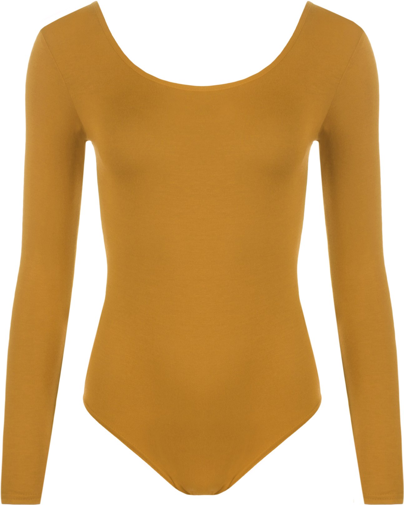 Wearall Women's Mustard New Stretch Bodysuit Long Sleeve Top Leotard 8/10