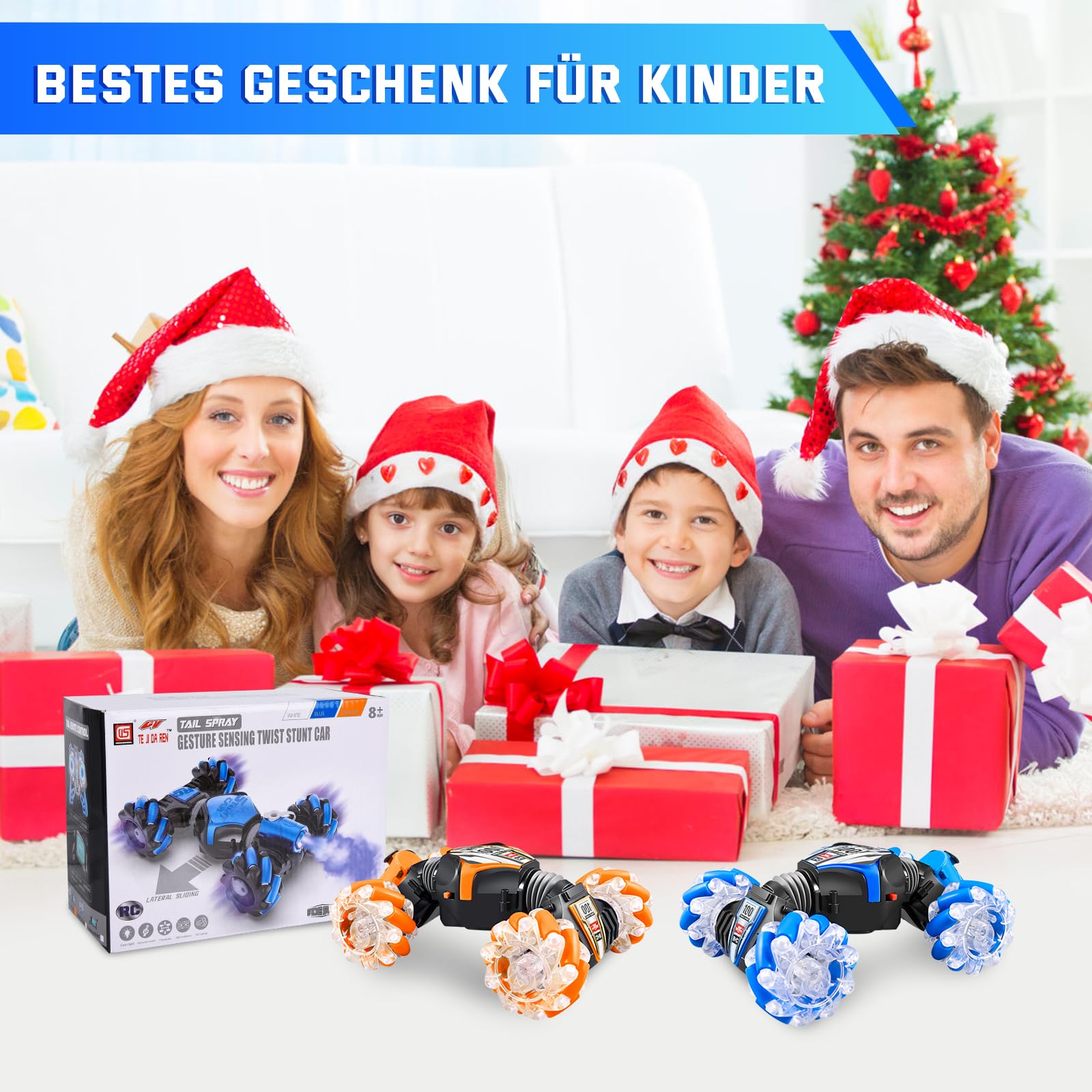 FORMIZON Télécommandé Tout Terrain pour Enfants, RC Voiture 4WD Offroad avec Commande Manuelle 2,4 GHz (Bleu)