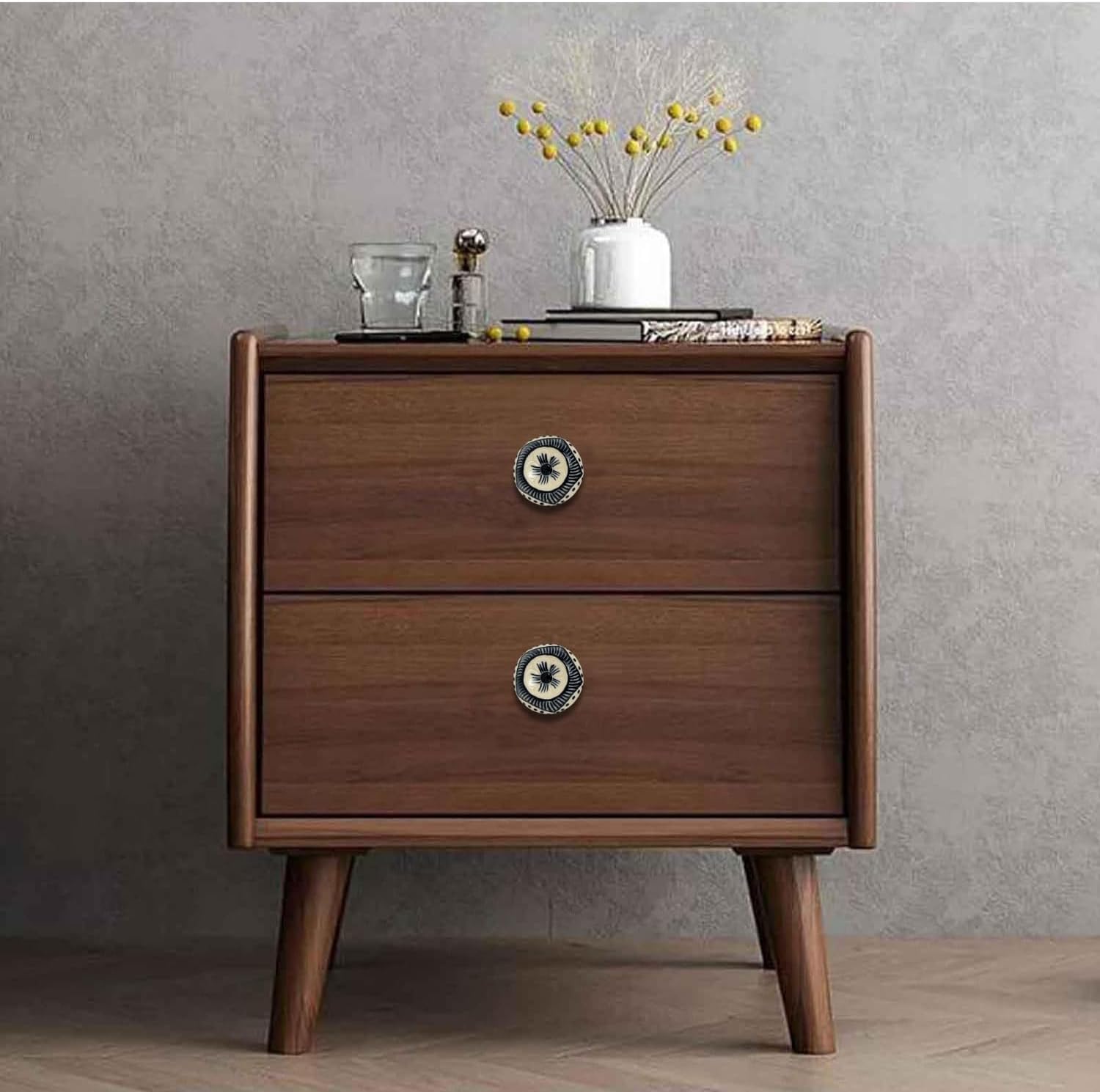 Perilla Home Set of 6 Soria Ceramic Knob for Kitchen Cabinets - Decorative Ceramic Handles and Pull Knob for Dresser Drawer | Living Room | Kitchen | Bathroom | Closet Cupboard Furniture