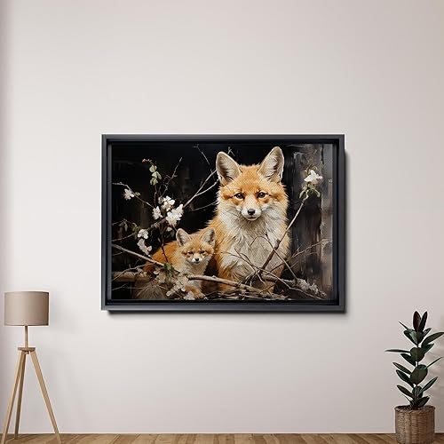 Miniatura 2 de Fox Mother Cub Print, In The Style Of Stencil,Based, Kids Wall Art, Kids Wall Art Display, Mom And Baby Animal Art Print, Canvas Prints, Art Decor