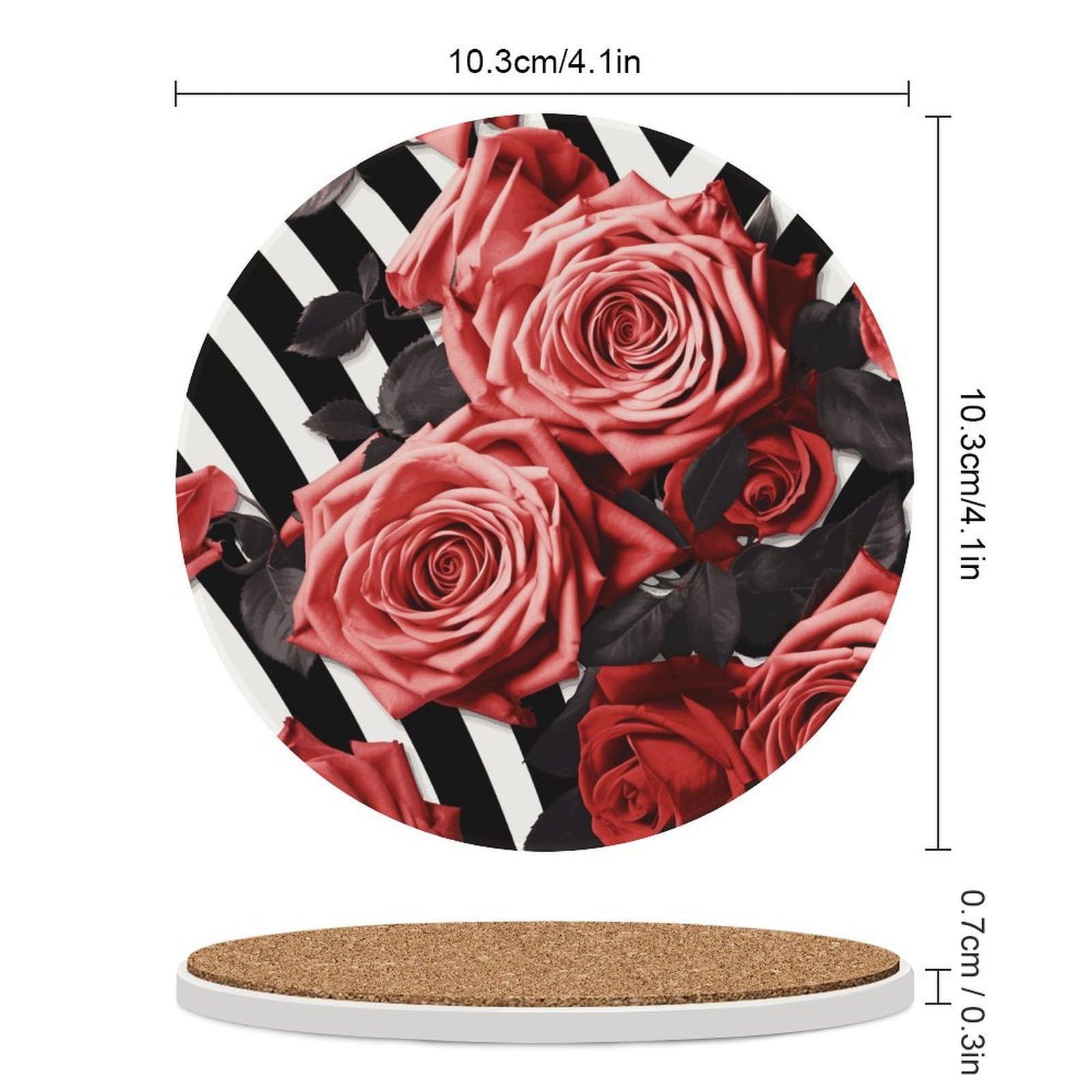 Sottobicchieri in ceramica con base in sughero, per bevande fredde o calde, 10,4 cm