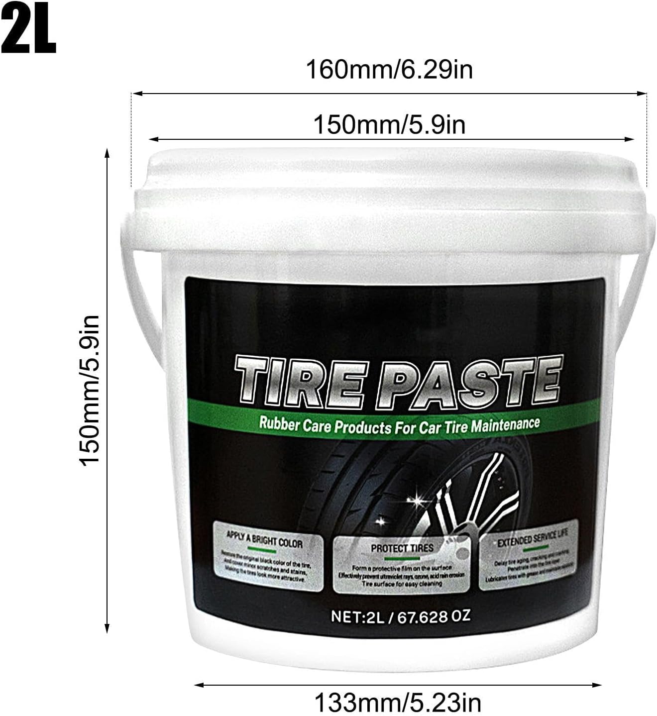 Tire Wax Cream, Wheel Shine Coating, Black Tire Restorer, for Cars Trucks Motorcycles Rvs Suvs Protection Shine Maintenance Detailing Rubber Conditioning Gloss Finish Cleaning Use 16x16x15cm