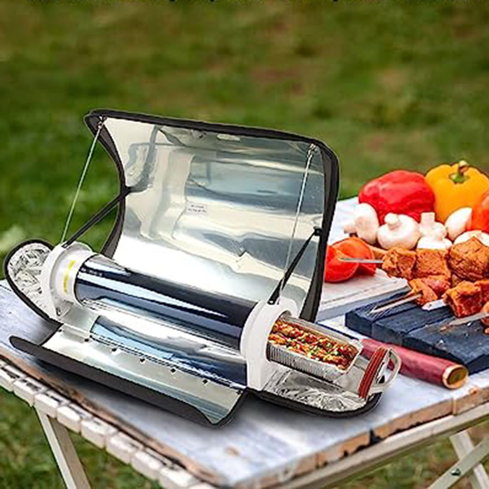 Solar Oven Solar Grill Sun Stove 3.3Lb Solar Cooker met draagbare koffer Opvouwbare campingkachel 360° vacuümconcentrerende verwarming Campingkachel voor backpacken en wandelen