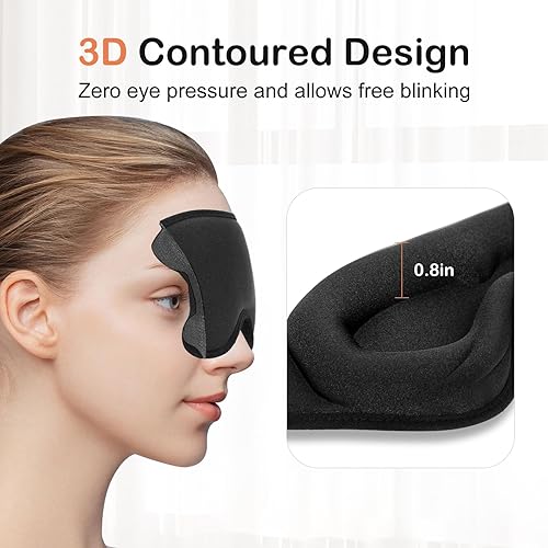 Miniatura 2 de Máscara para dormir, antifaz de espuma viscoelástica 3D para dormir, 100% bloqueo de luz, cubiertas de ojos con correa ajustable, venda nocturna