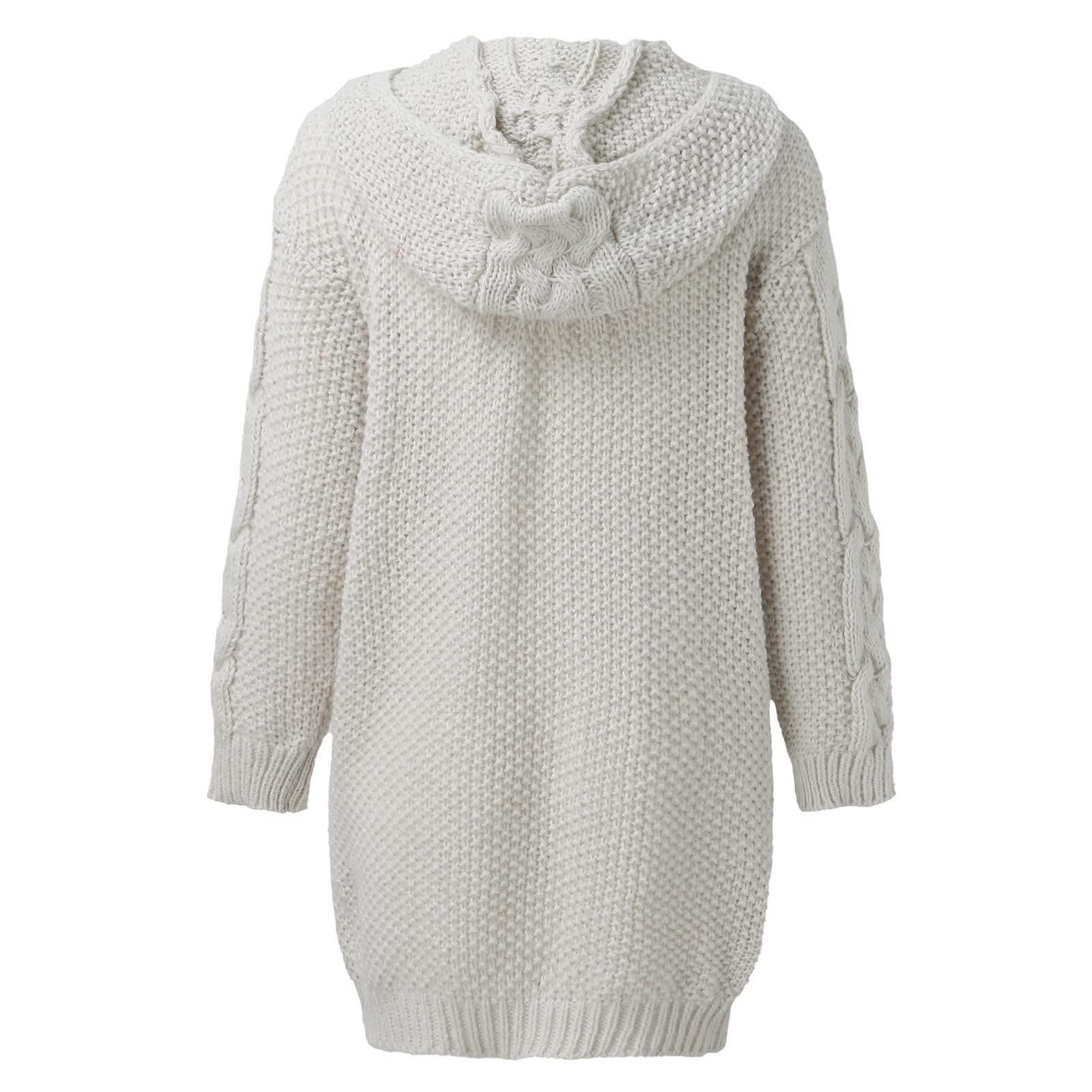 Strickjacke Damen Lang mit Kapuze -Strickmantel Damen Winter Grobstrickjacke Elegant Longstrickjacke Strickcardigan Einfarbig Grobstrick Cardigan Strickjacken für Frauen Mantel Kapuzenjacke
