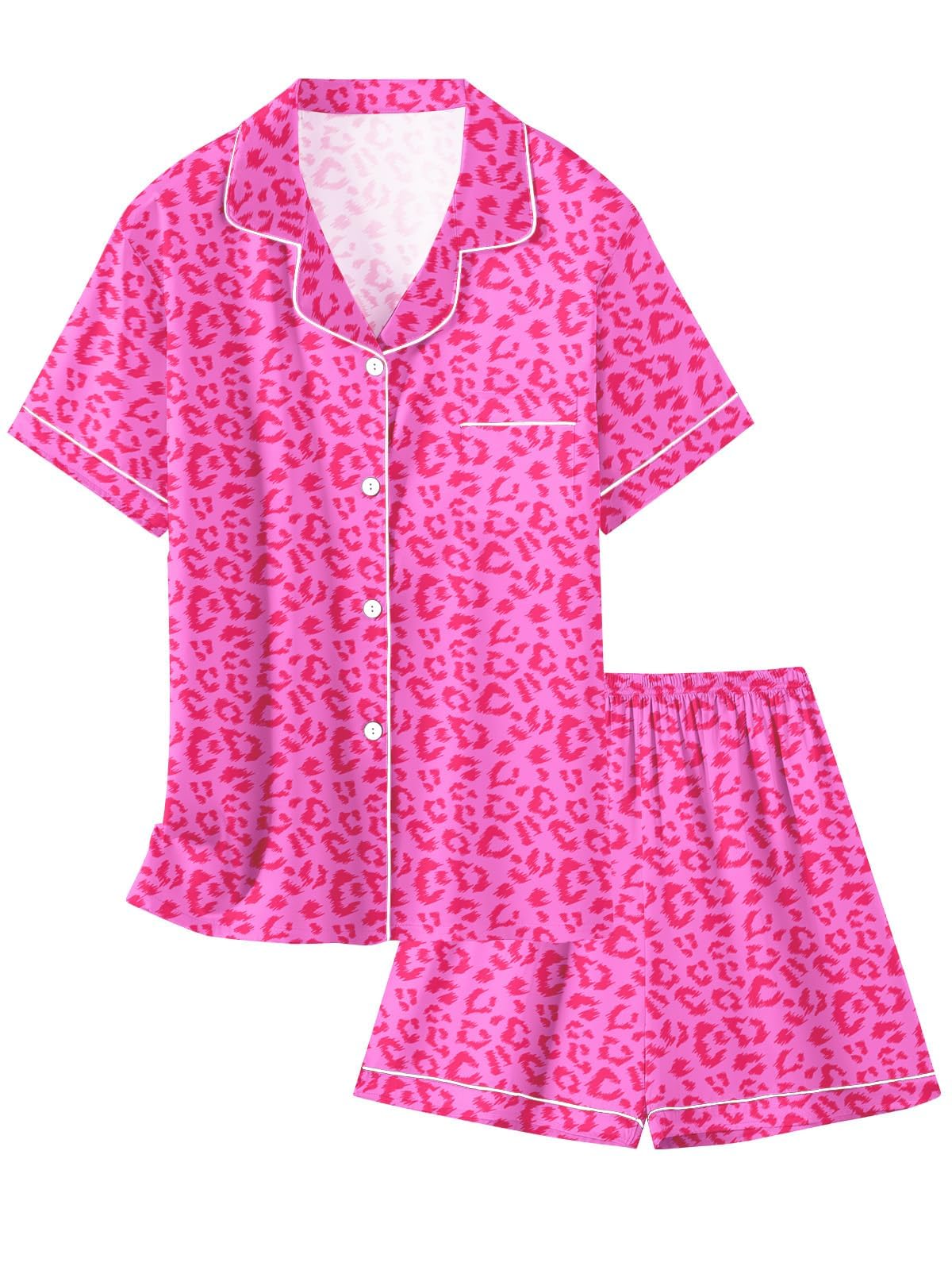 Girls &amp; Womens Satin Pajamas Set, Silk Button-Down Sleepwear 2 Piece Nightwear, 3 Years - Women XXL