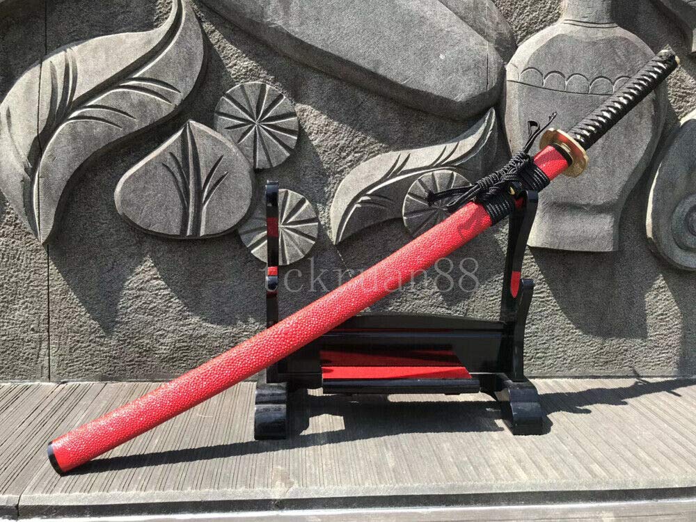 YL Sword Japanese Sword Katana Handmade Clay Tempered Full Tang Sharp Blade Ray Skin Saya