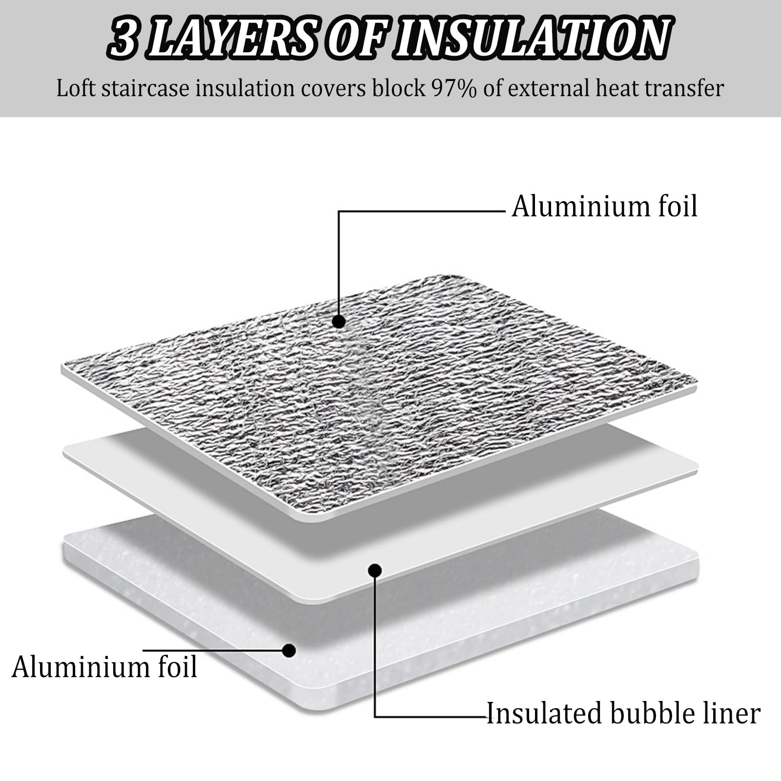 Copertura isolante per Scale Mansardate, Sottotetto Scale Copertura Isolante con Cerniera, Copertura Isolante per Porta Della Soffitta Isolamento di Alta Qualità Impermeabile Doppia Bolla,138X63,5X28