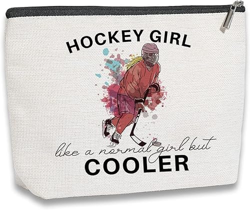 kdxpbpz Bolsa deportiva de hockey con cremallera, regalos de hockey sobre hielo para niñas, amigos, diseños de hockey, bolsa de maquillaje,