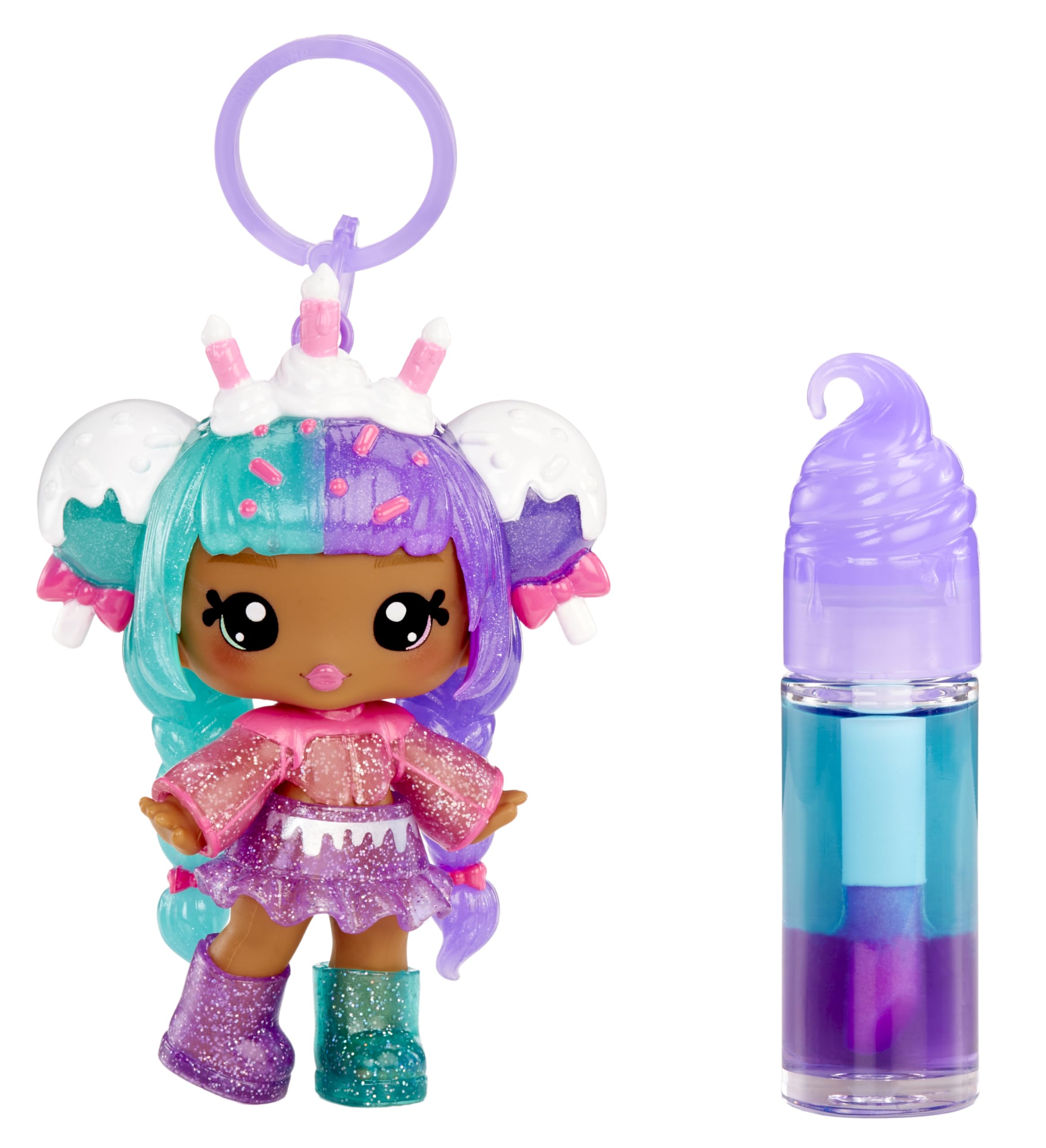 Yummiland Lip Gloss Doll: Mystery Color Change - Carly Cakepop: Include 1 Bambola, Lucidalabbra fai da te + Portachiavi rimovibile, Gioco cosmetico. Collezionabile. Età 4+