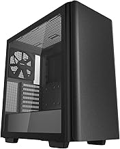 DeepCool CK500 Mid-Tower ATX Case, Full-Size Tempered Glass Window, Two Pre-Installed 140mm Airflow Fans, E-ATX Motherboard Support, Front I/O USB Type-C, Black