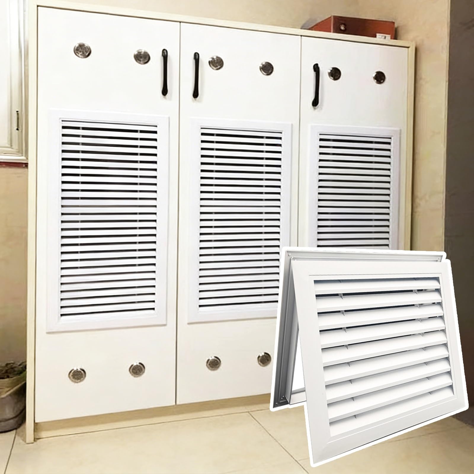 Cubierta de ventilación para puertas de armario, rejillas de aluminio de doble cara, mejora el flujo de aire (25 x 25 cm), ideal para mejorar y cultivar el aire