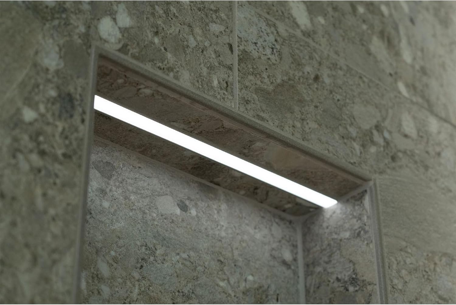 Schluter Kerdi-Board-SNLT Shower Niche with Integrated LIPROTEC LED Lighting - Waterproof and Vapor-Tight - 12" Width, 12" Height, Warm White LED - KB12SNLT1WW