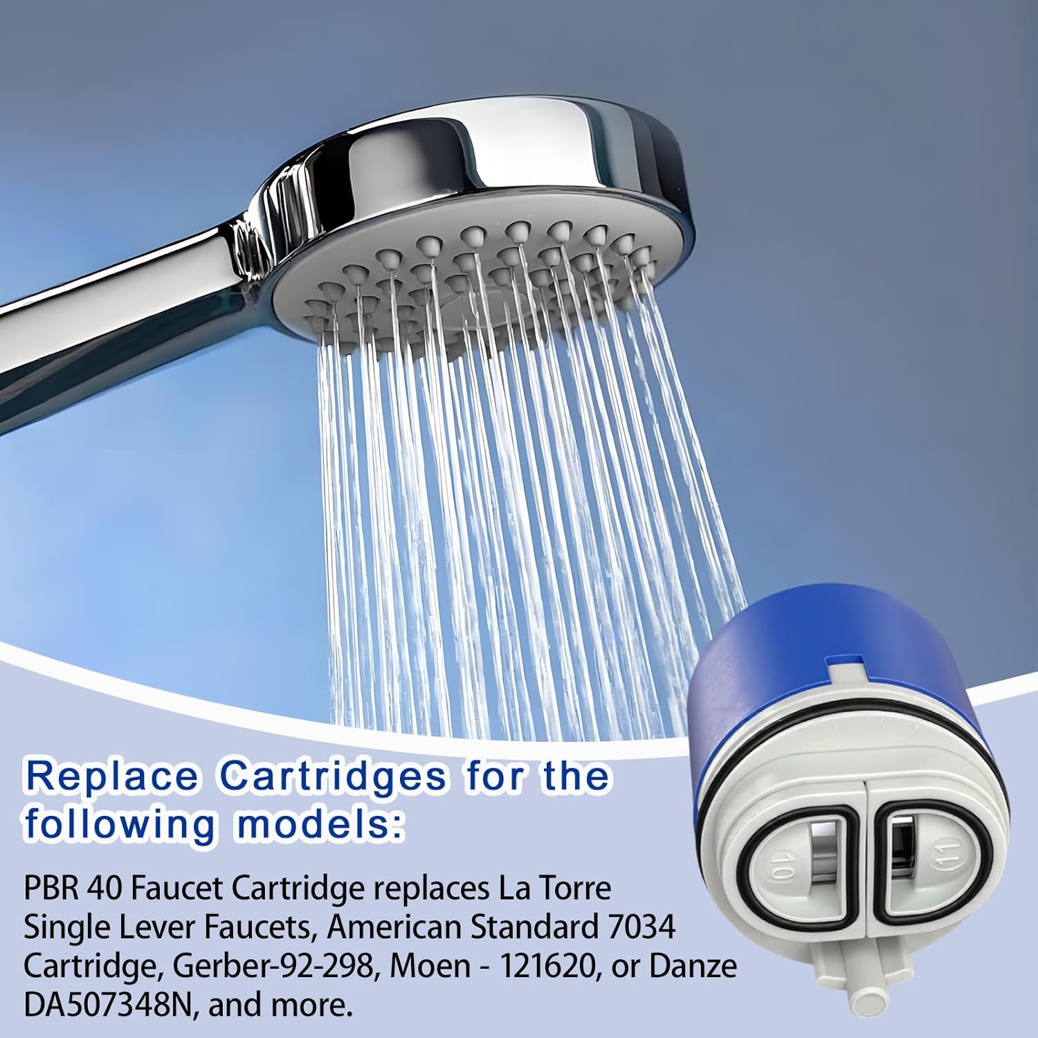 Kerox PBR 40 Faucet Cartridge, Fits for La Torre, Cascade & Nobili, Gerber-92-298, Moen 121620, and Danze DA507348N, PBR40 Faucet Cartridge for Single Lever Shower Tub Repair