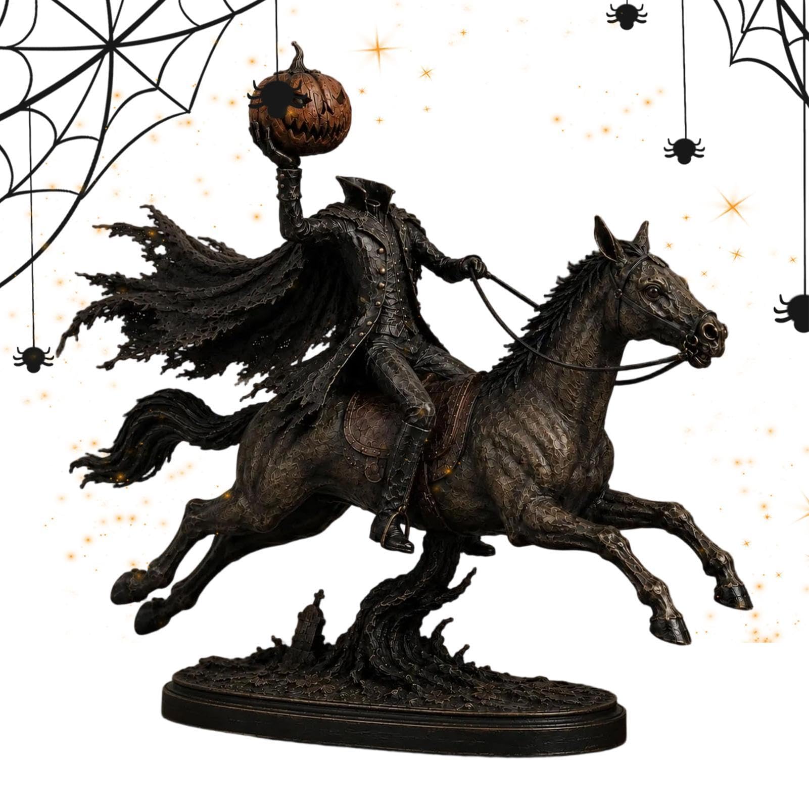 yanzisura Knight Figure Resin Halloween Headless Horseman with LED Pumpkin