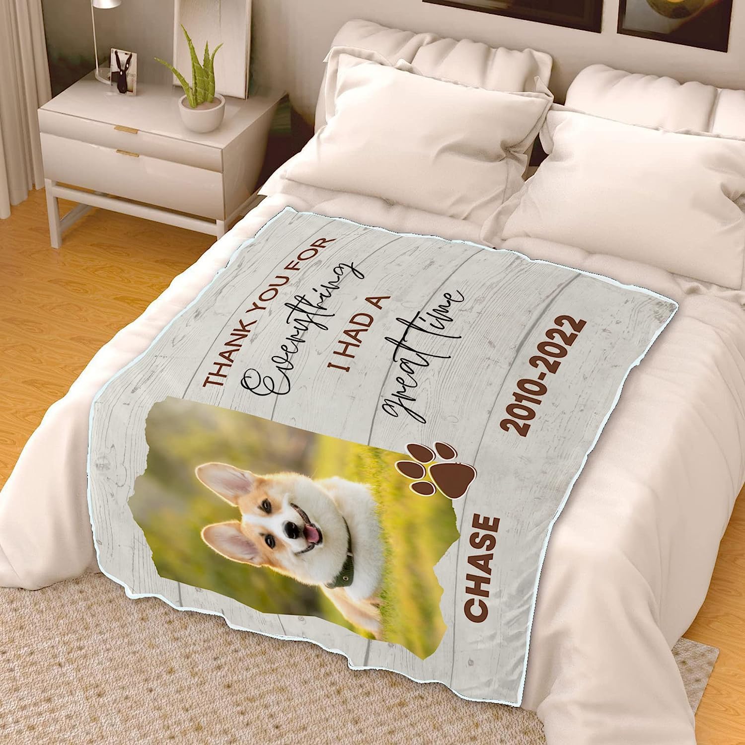 Couverture commémorative personnalisée pour chien pour les amoureux des animaux de compagnie, photo de deuil, image de deuil, couverture polaire pour pattes de chien, parents, nom d'animal de