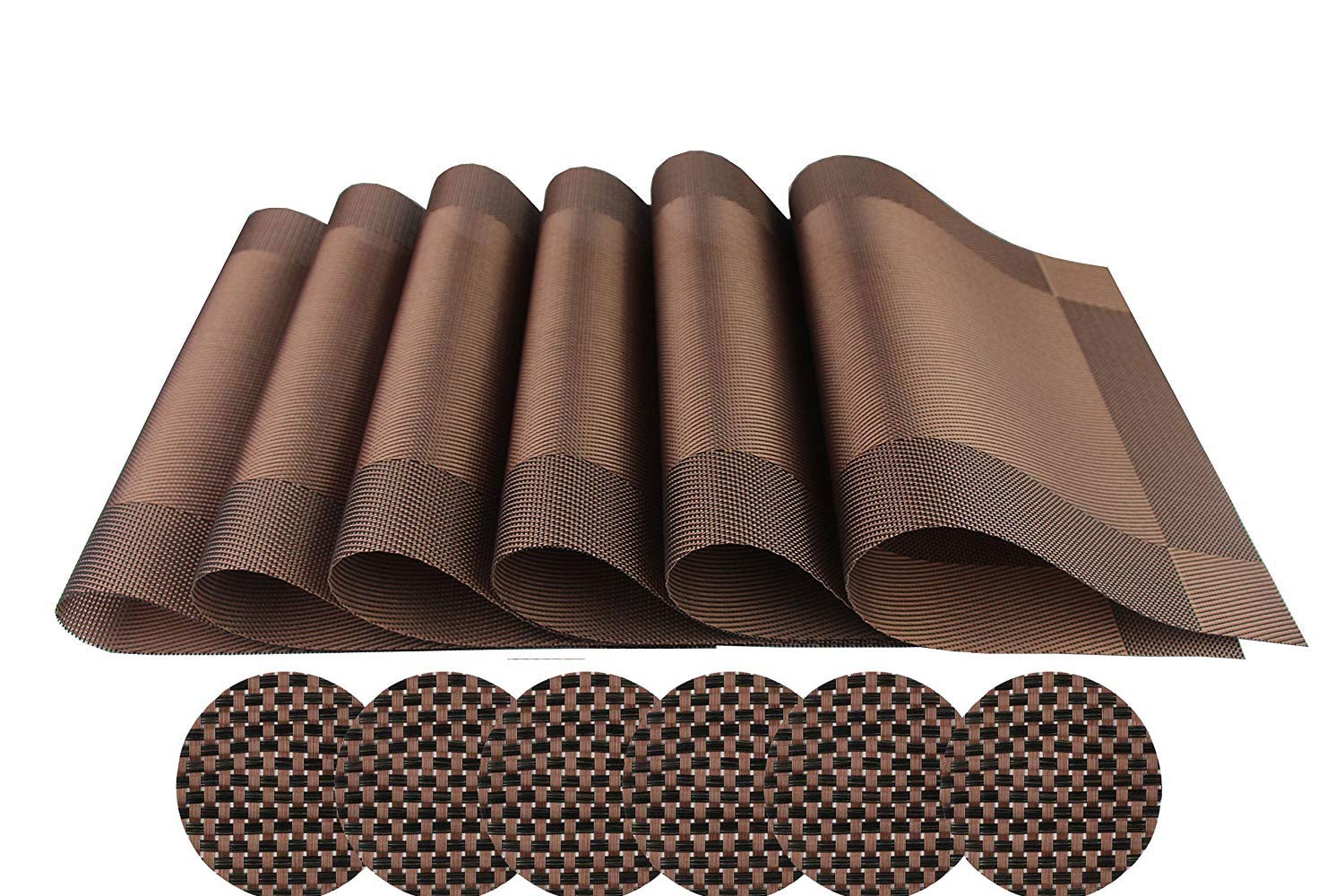 Table Mats,Placemats,Set of 6,Heat Resistant,Non-slip,Dinner Mats for Kitchen and Dining Room (Coffee)