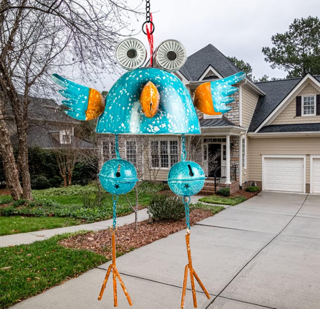 Rooster Solar Wind Chimes for Outside,Funny Chicken Decor for Outdoor Patio Porch or Backyard, Rooster Decor, (Blue)