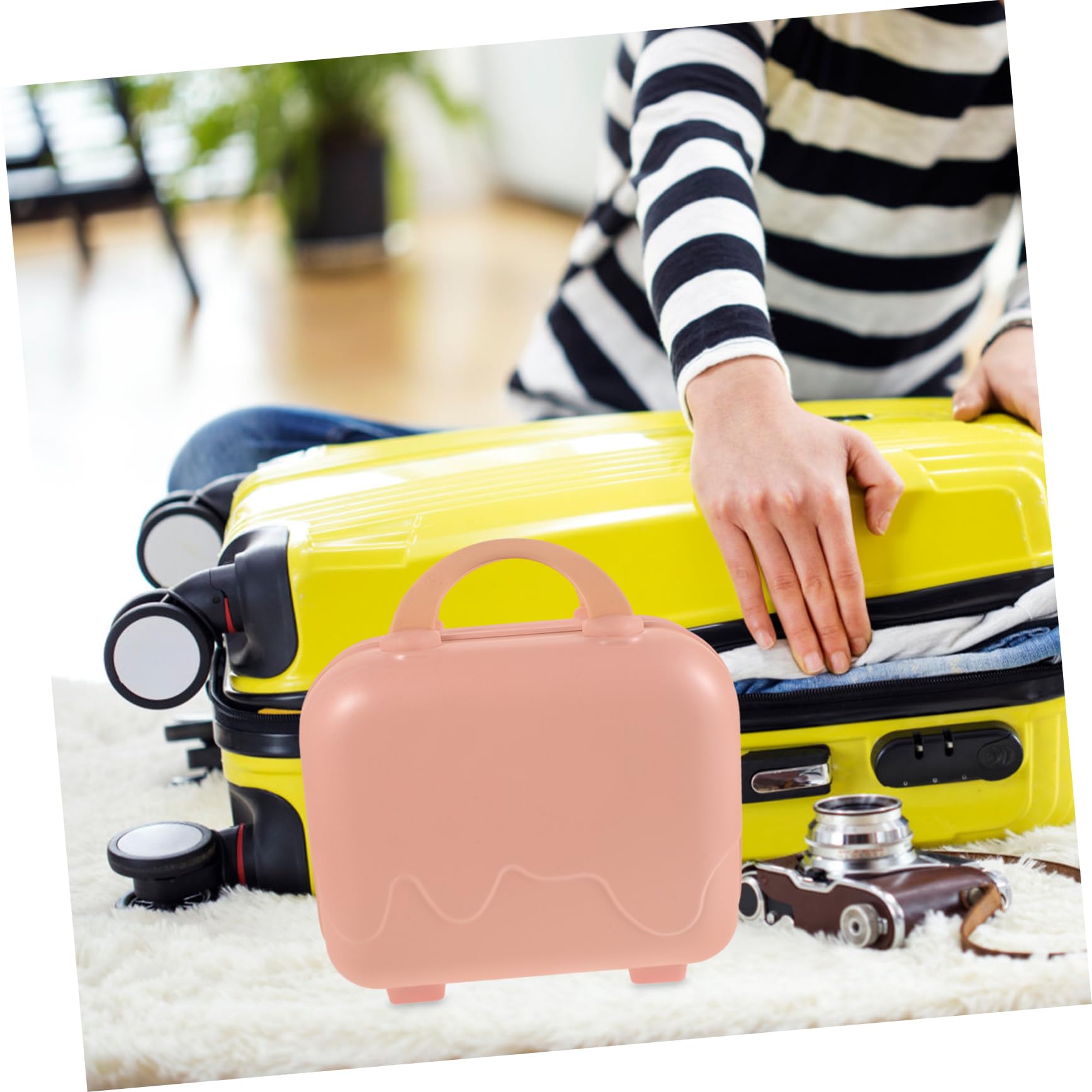 Borsa Trucchi Rigida Rosa Grande Capacità per Viaggio e Storage | Abs e Poliestere, Livelli e Scomparti, Design con Maniglia, Uso Pratico per Donne