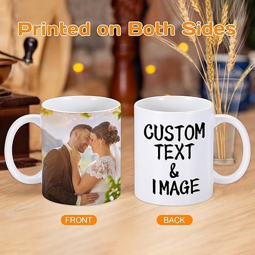 Miniatura 4 de Tazas de café personalizadas para parejas, tazas de café personalizadas con texto de imagen, tazas de café personalizadas de 11 onzas en ambos lados