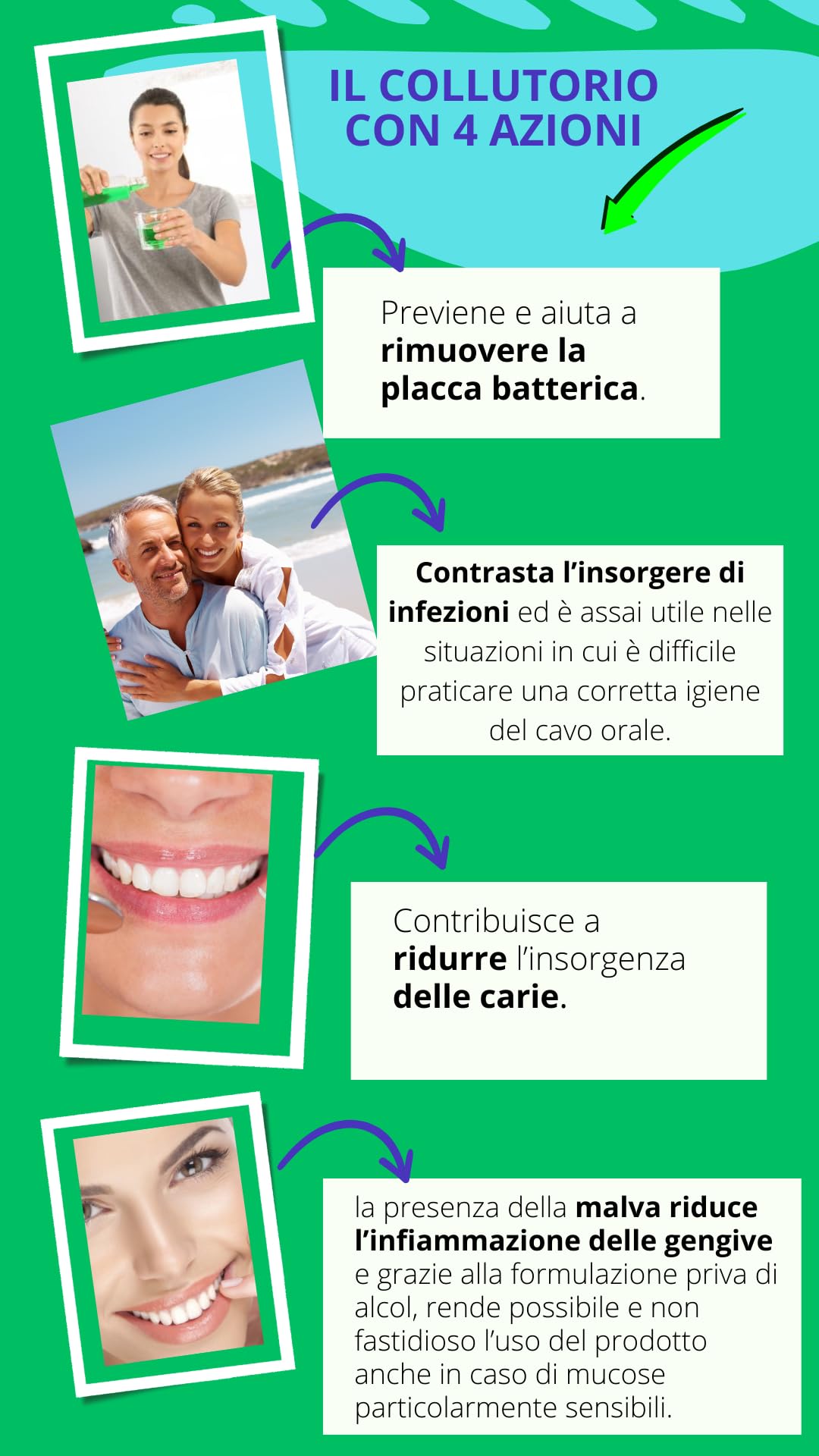 Dentaton Colluttorio Antiplacca 3 flaconi da 1lt con L’estratto di Malva senza Alcool alla CLOREXIDINA 0,20%, RIDUCE LE CARIE, GARANTISCE GENGIVE SANE