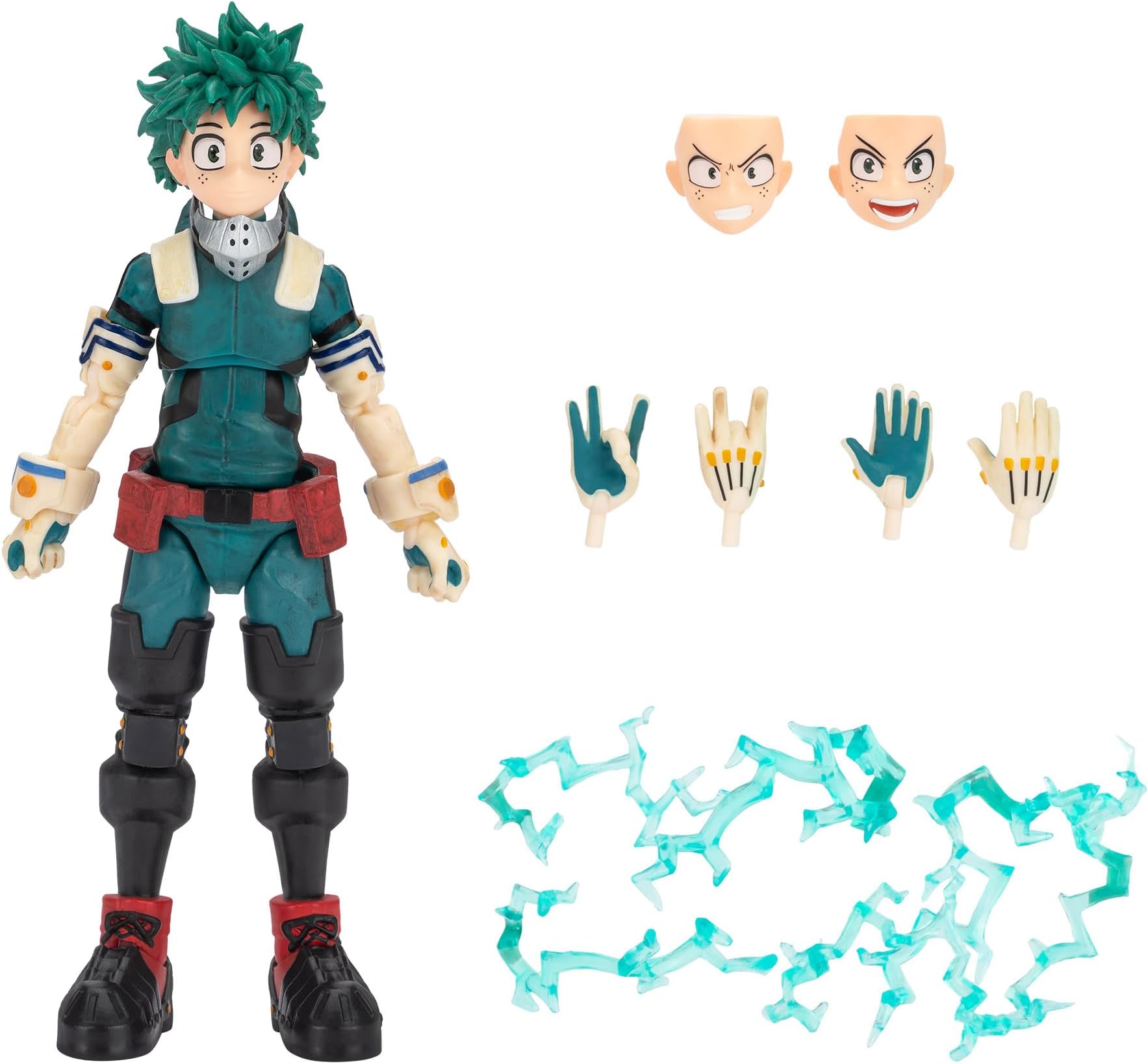 Total Anime My Hero Academia Izuku Midoriya - 6.5-Inch Figure with Swappable Faceplates, Alternate Hands, and Energy Effects
