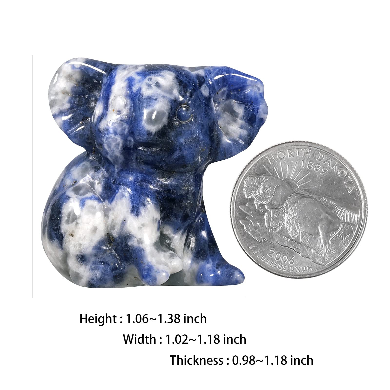 Nupuyai 2pcs Sodalite Mini Crystal Stone Statue Carved Animal Kangaroo Set - Image 2