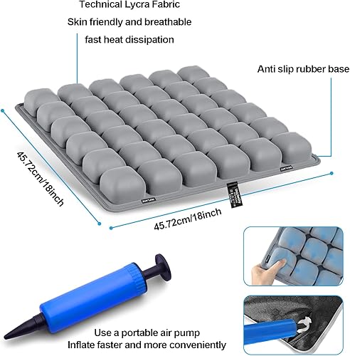Miniatura 11 de Cojín de asiento de viaje para avión – Cojines inflables de asiento de célula de aire 3D, cojín ergonómico de viaje para vuelos largos, cojines