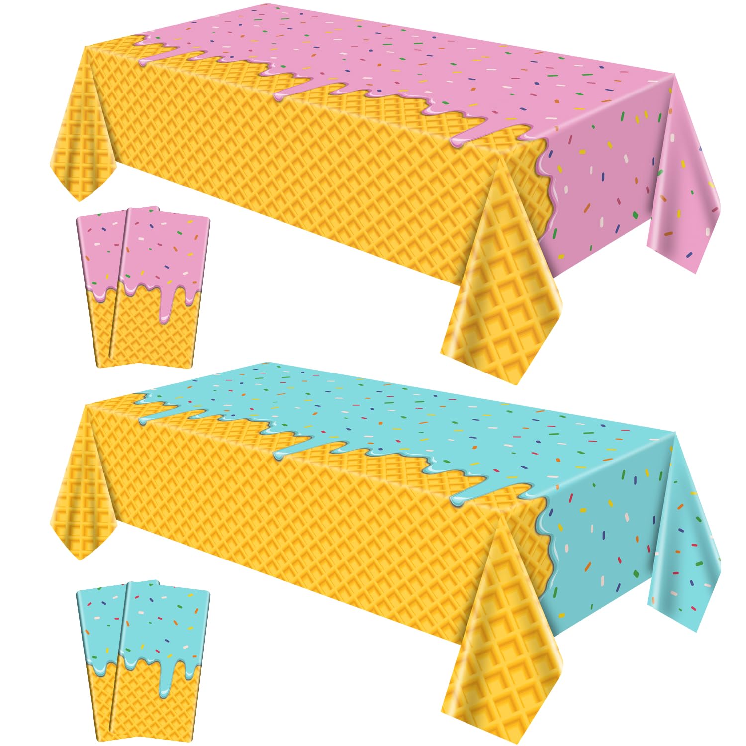 Hegbolke 4Pcs Ice Cream Party Decorations Tablecloths, Disposable Plastic Ice Cream Table Cloth for Kids Baby Shower Sweet One Birthday Donut Themed