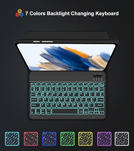 Miniatura 3 de Funda de teclado para Samsung Galaxy Tablet S8+ PlusS7 FES7 Plus 5G de 12.4 pulgadas, teclado S7 FE, funda Samsung Tab S8 Plus, 7 colores