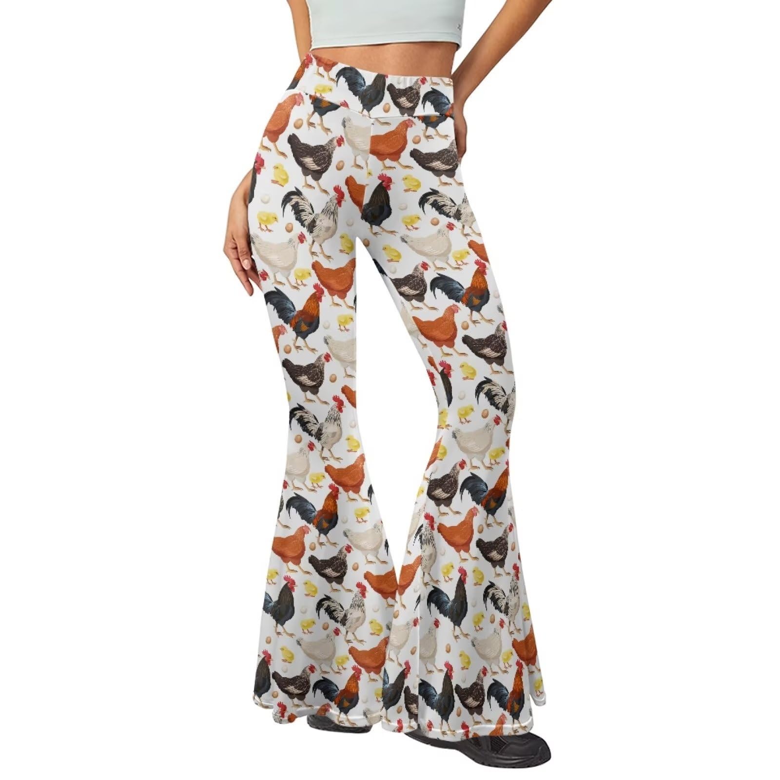 Eheartsgir Chicken Rooster Buttery Soft Leggings for Women High Waist Workout Yoga Pants Plus Size Wide Leg Tummy Control No See Through Tights