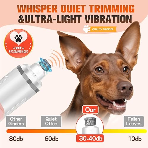 Miniatura 4 de Cortaúñas para perros, ultra silencioso, eléctrico para mascotas, cortaúñas para perros y gatos con luces LED, lima de uñas de alta velocidad,