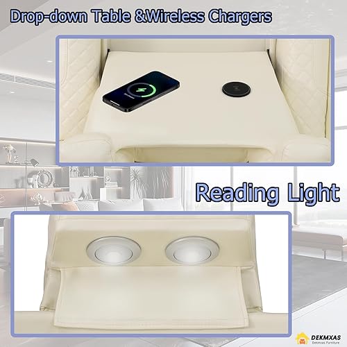 Miniatura 4 de Juego de sofá para sala de estar, sofá de dos plazas con consola de almacenamiento, portavasos, luz LED, puerto USB para apartamento, oficina