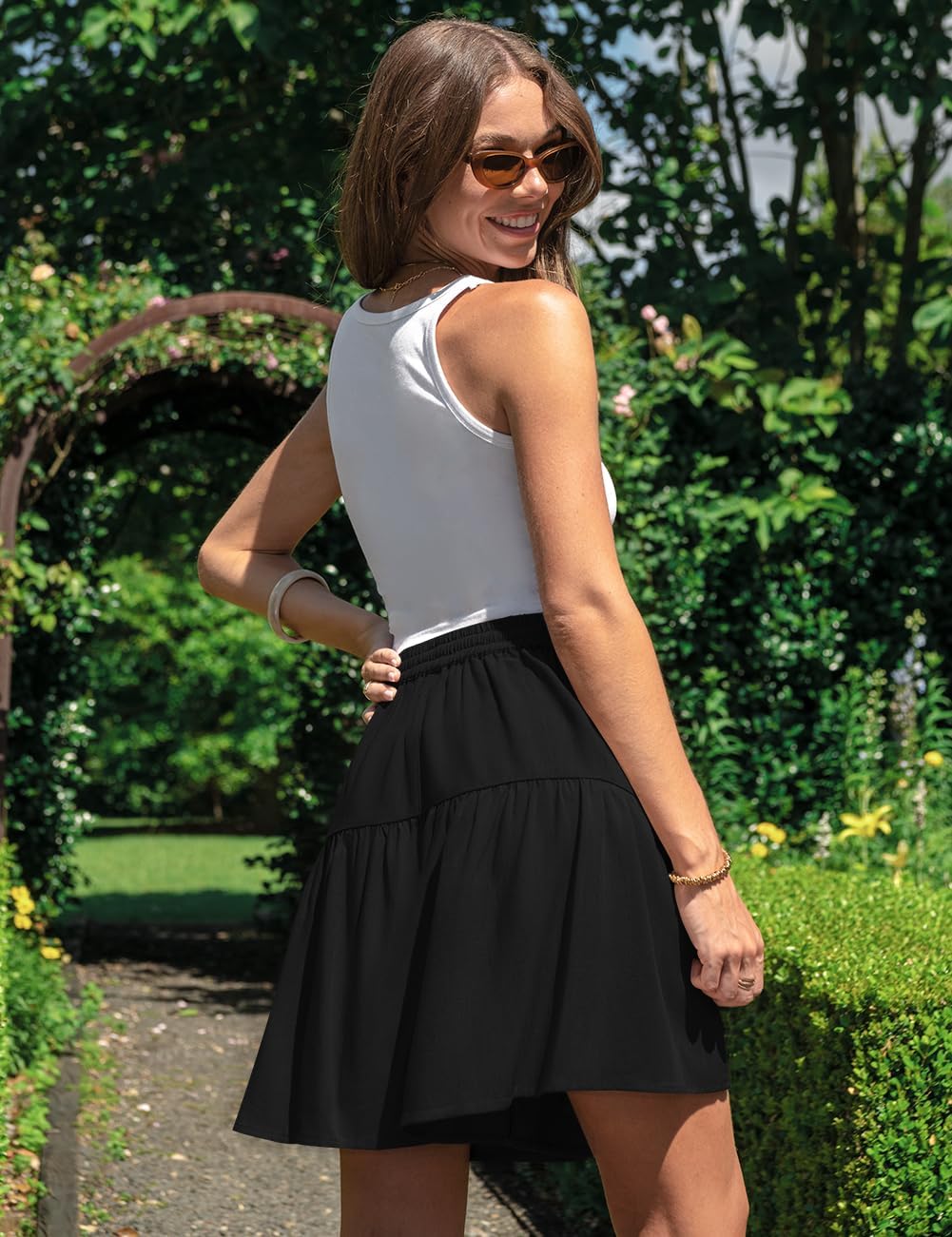 TARSE Womens Linen Skirt Pants Wide Leg Flowy Shorts Drawstring Loose Fit Summer Casual Lightweight Comfy Vacation Wear - Image 4