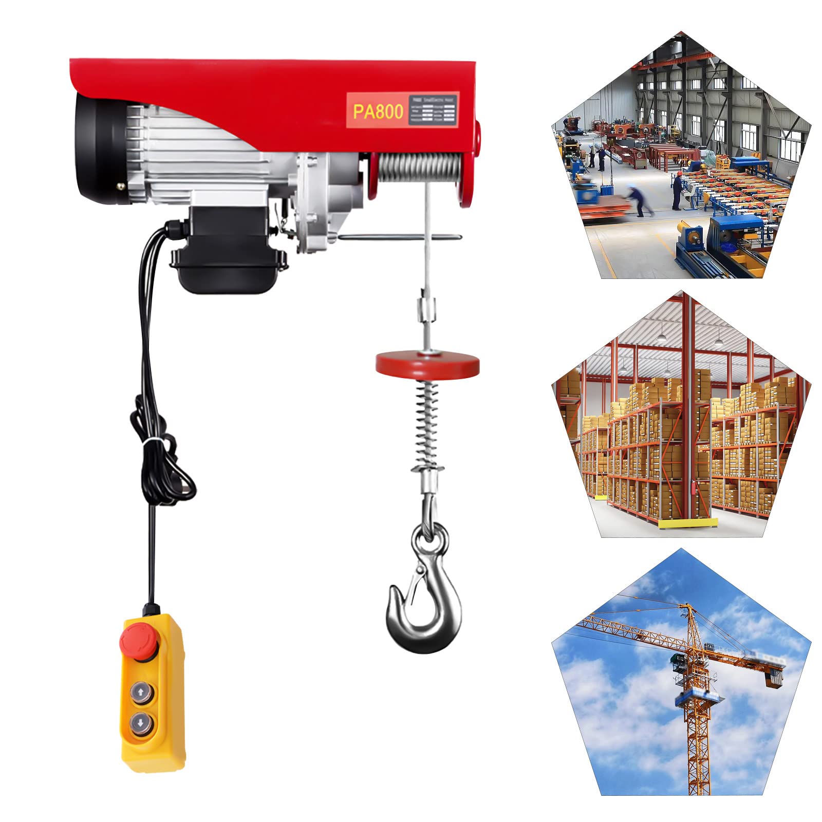 Verricello elettrico, 1300 W, 500 kg-1000 kg, verricello motore con telecomando senza fili, altezza di sollevamento: 12 m