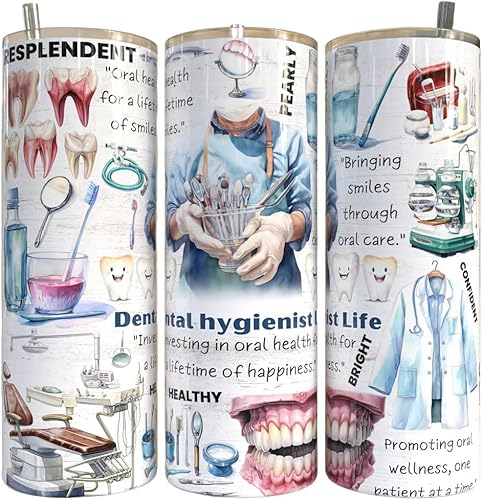 Dental Hygienist Tumbler Sublimation Wrap, Tooth Tumbler Transfer, Teeth, RDH, Toothbrush, Ready to Press - 20 oz Straight Tumbler Transfer
