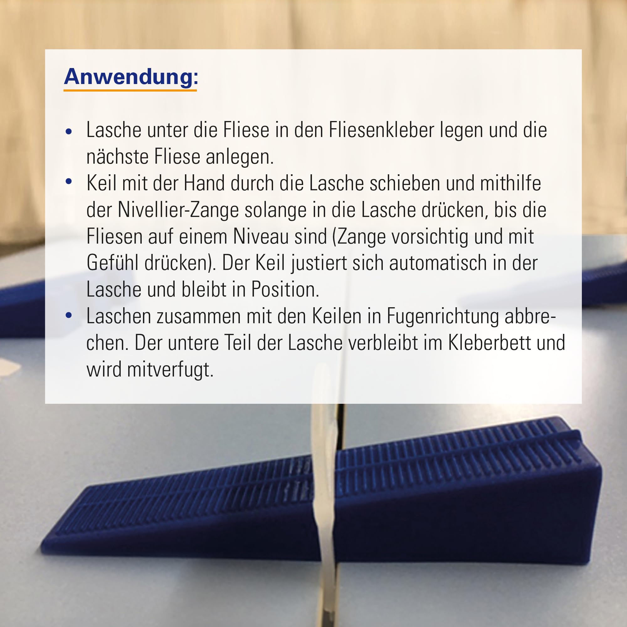 Karl Dahm Fliesen Nivelliersystem/Fliesenkeile Nivelliersystem für 1 mm Fugen: Nivellier-Zange + 100 Keile + 100 Zug-Laschen für Fliesenstärke 0-12 mm I Professionelle Fliesen Verlegehilfe – 12052