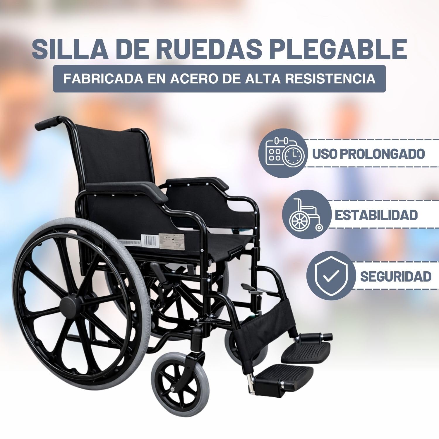 Inko Mobility Silla de Ruedas Plegable Ligera, Para Adultos y Personas Mayores, Silla de Ruedas de Paseo para Ancianos, Estrecha y Resistente, Wheelchair
