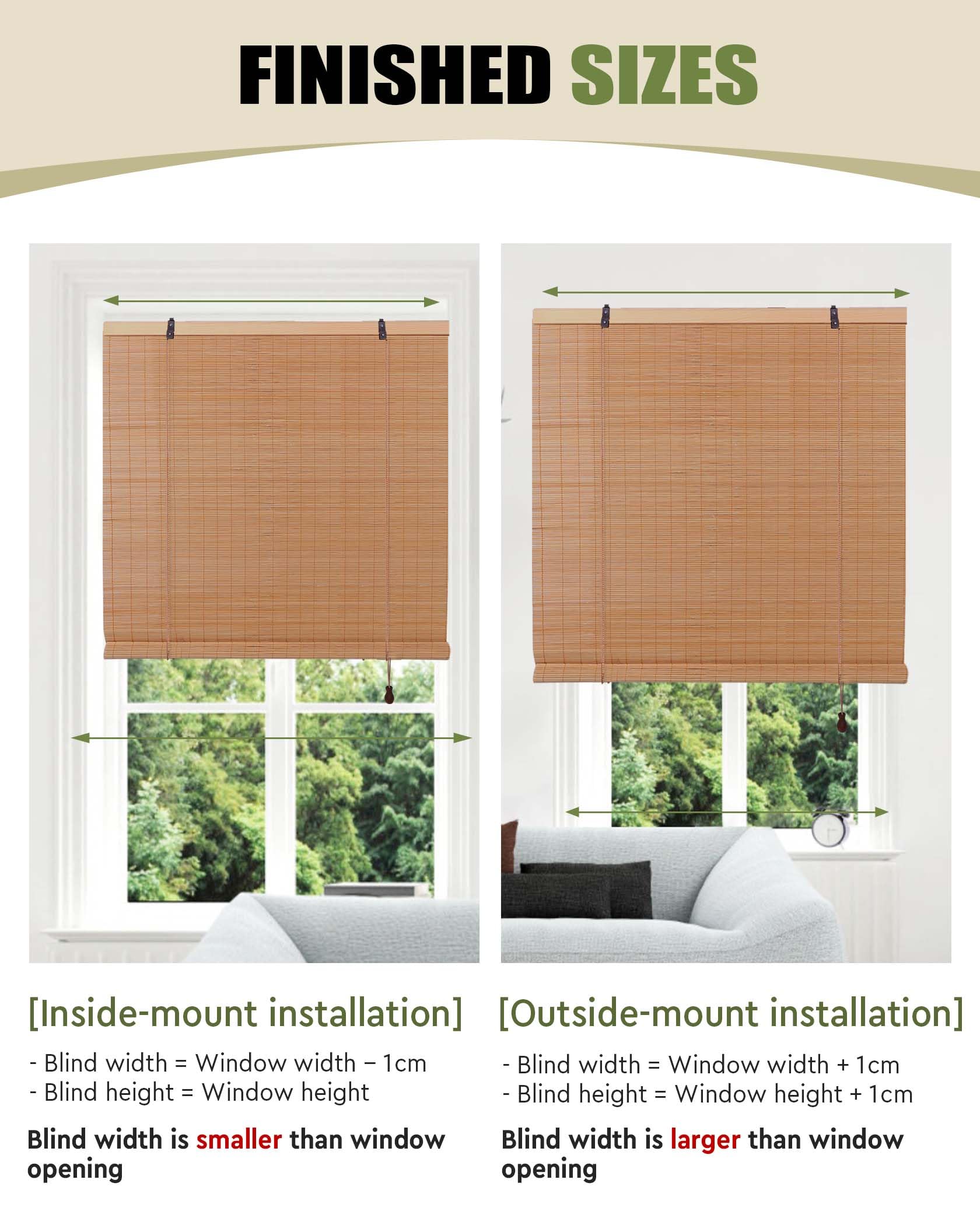 FoundGo 120x160cm Bambusrollo Retro Bambus Rollo Breit Fenster Rollo aus Bambus für Innen, Sichtschutz Sonnenschutz Bambusrollo Jalousie für Tür & Fenster (Breite x Länge)
