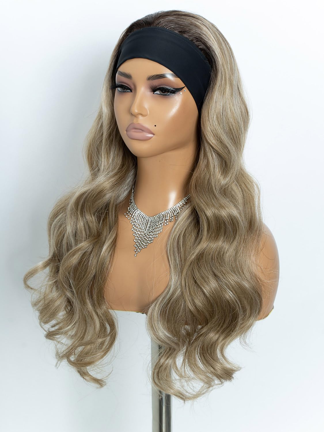Joedir Long Body Wave Headband Wig Wear To Go Synthetic Wig for Women Natural Looking Glueless Wig for Daily Wear Ombre Blonde - Image 4