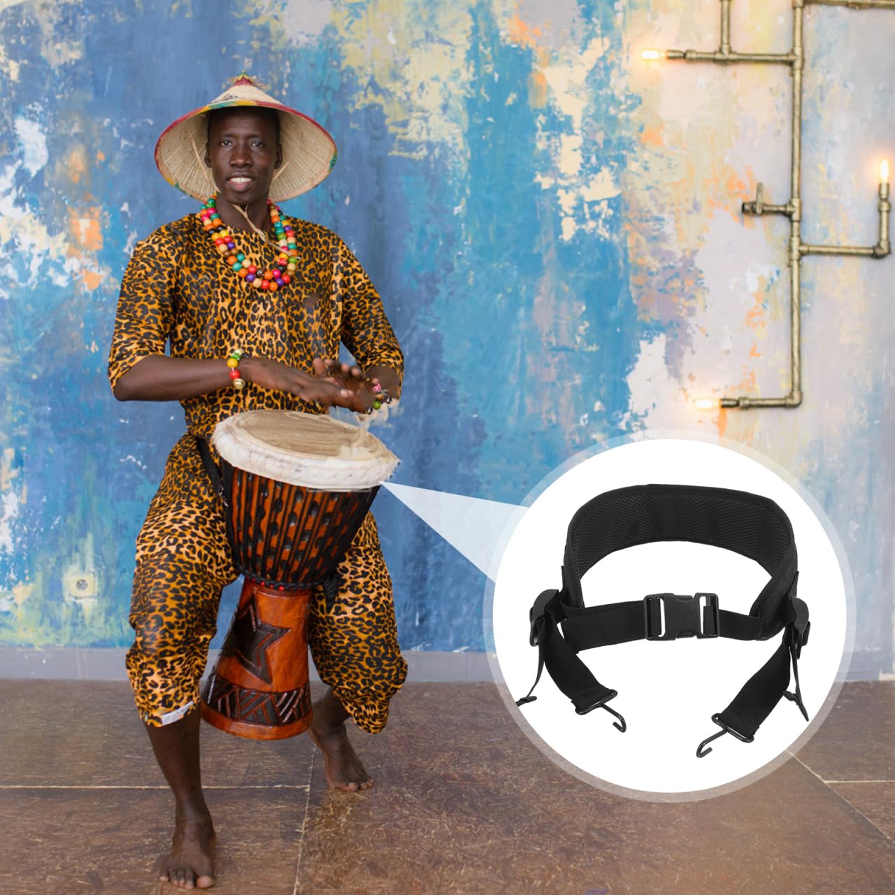 Supvox - Cintura per Rullante, Cintura per Tamburo, Accessorio per Tamburo, Cintura per Rullante Djembe, Cintura per Tamburo a Mano, Cintura per Piccola Tamburo, Cintura per Rullante in Metallo