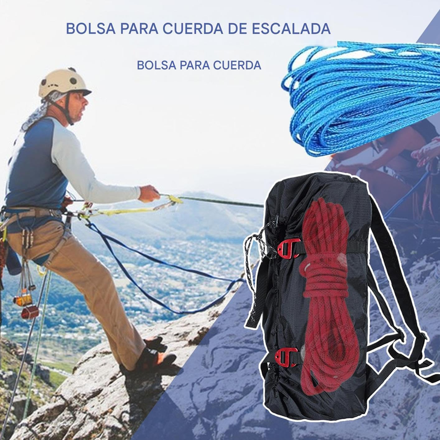Genérico Saco de Escalada | Bolsa de Almacenamiento para Cuerdas - Equipo de Senderismo de Gran Capacidad Ligero para Montañismo Viajes Camping Actividades Exteriores Espeleología
