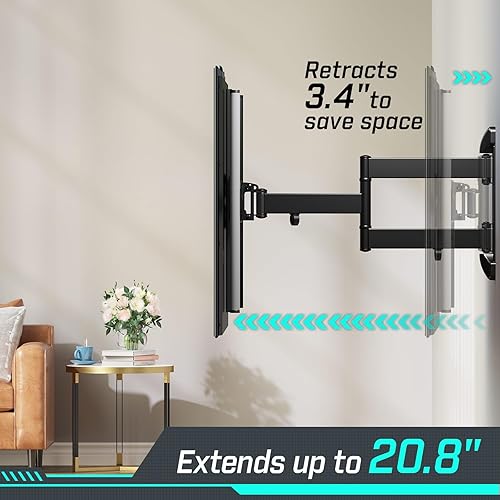 Miniatura 5 de Greenstell Soporte de pared para TV con luces LED, soporte de TV de movimiento completo para televisores de 26 a 65 pulgadas, retroiluminación de TV