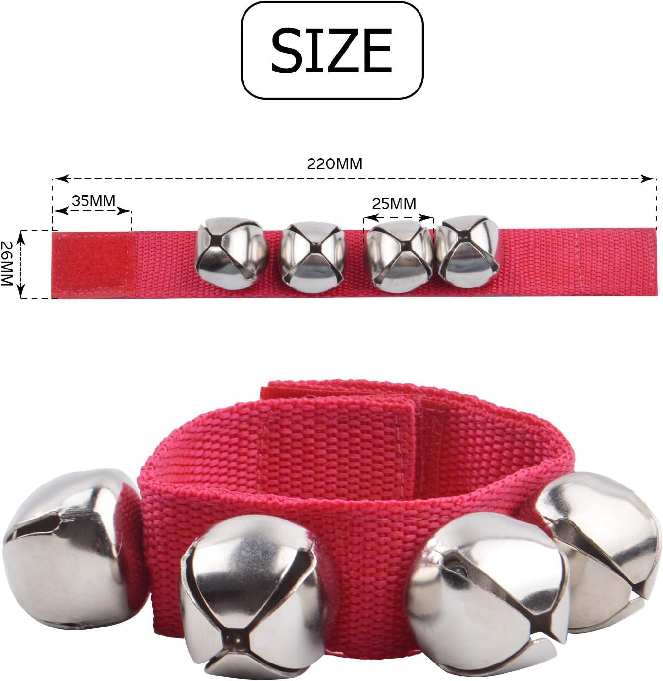 BronaGrand 2 Pcs Christmas Musical Tambourine And Wrist Shaking Jingling Bells - Image 3