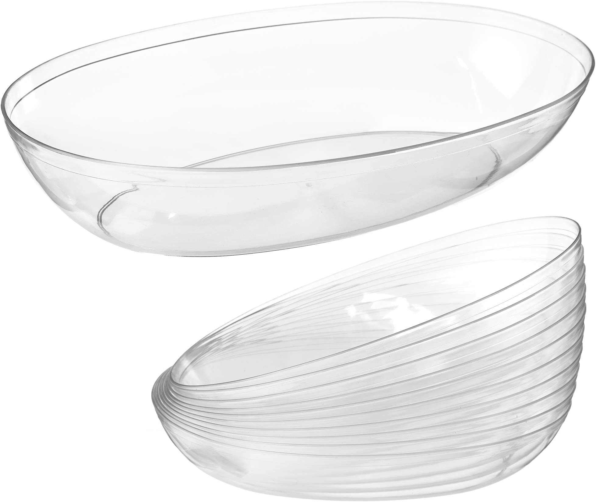 Clear Plastic Serving Bowls for Parties | 32 Oz. 10 Pack | Oval Disposable Serving Bowls | Clear Chip Bowls | Party Snack Bowls | Plastic Candy Dish | Salad Serving Containers | Large Candy Bowls