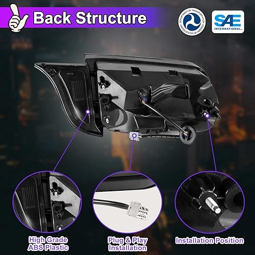 Miniatura 5 de Nixon Offroad Luces traseras para Ford Mustang  Shelby GT350 2015-2020, para Ford Shelby GT500 2018-2020, luces traseras LED, repuesto de 1 par