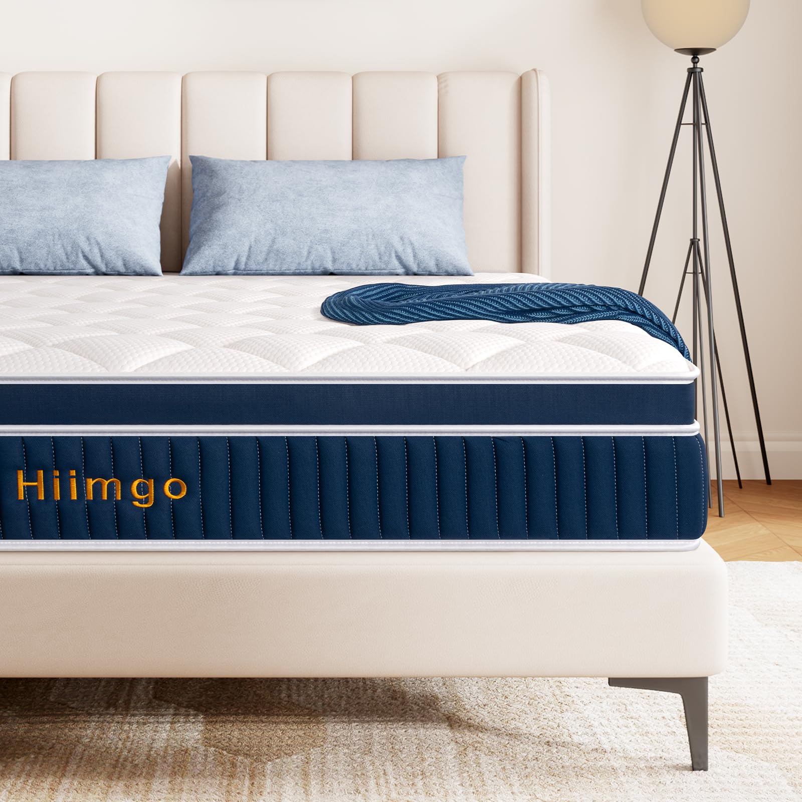Hiimgo Hybrid Mattresses-28CM King Mattress-Pocket Spring with Memory Foam Medium Firm Strengthen Edge Support, with Motion Isolation-150x200x28CM