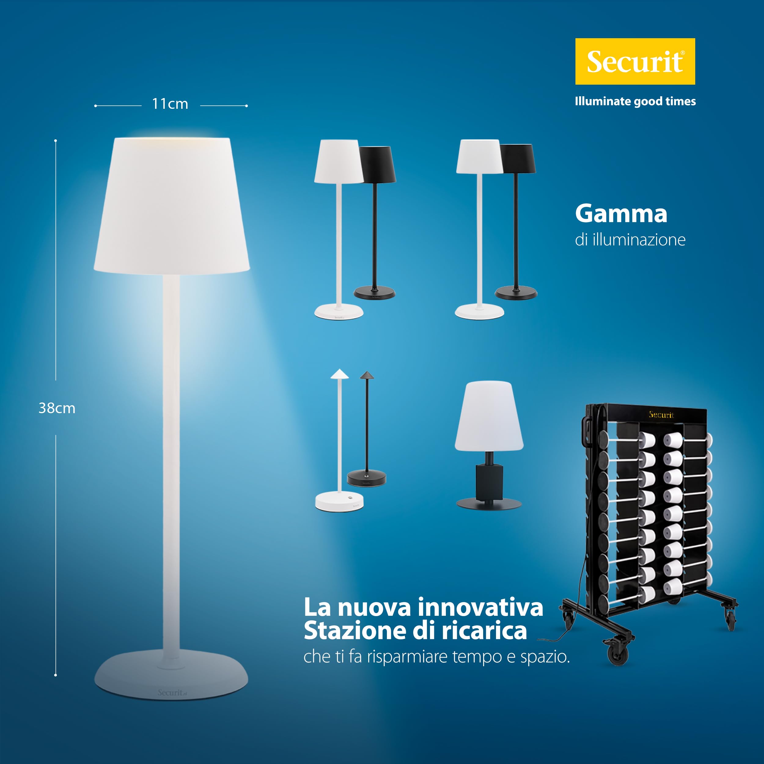 SECURIT - Lampada Da Tavolo LED Feline - Senza Fili - Colore Bianco | Ricarica USB Magnetica - Luce Regolabile - Batteria 5200mAh - IP54